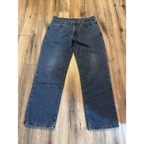 Lee Relaxed Fit Mens Jeans 36 X 32 Blue Denim Lined Brown 2055792 Mid Wash Strai - Picture 1 of 11